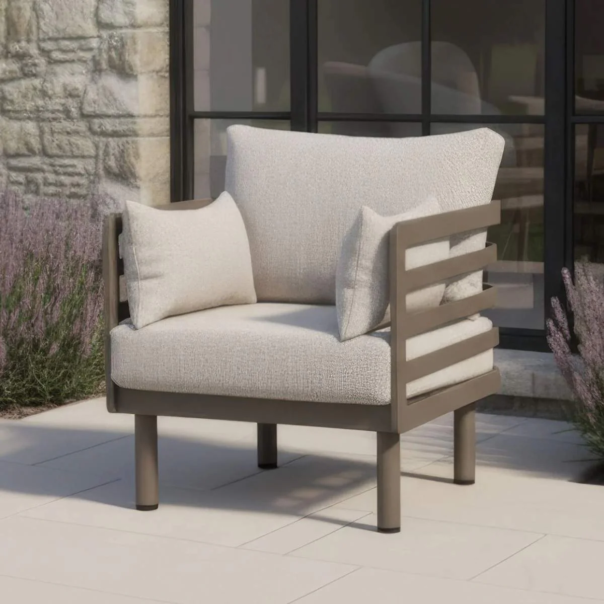 Maze Metro Aluminium Garden Armchair - Café Almond - Image 7