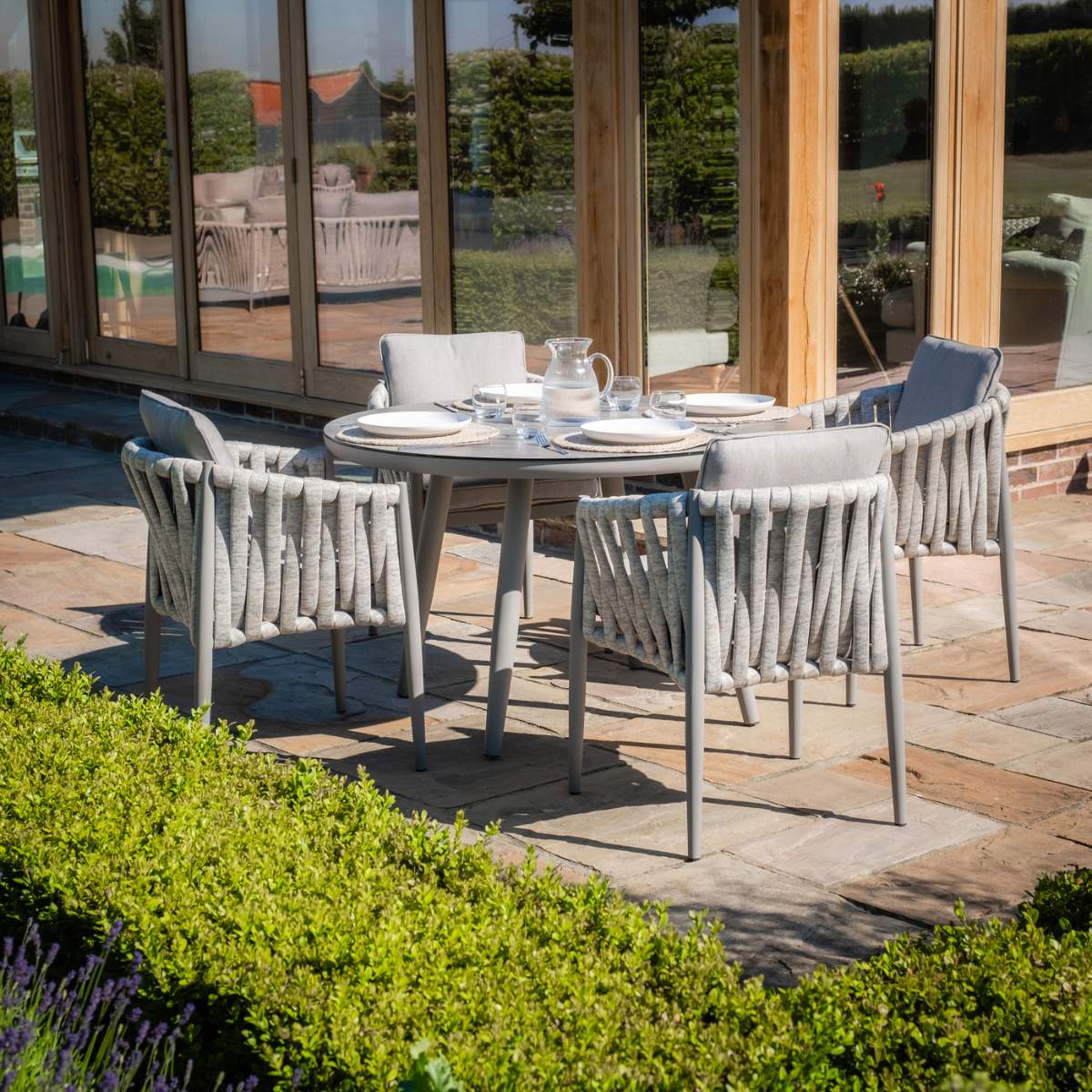 Maze Milan Rope Weave 4 Seat Round Dining Set - Image 4