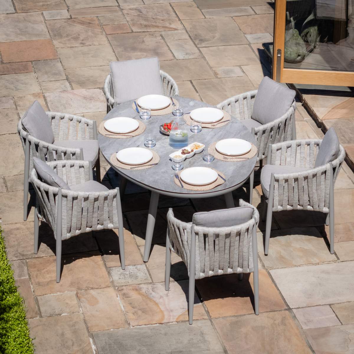 Maze Milan Rope Weave 6 Seat Oval Dining Set - Image 5