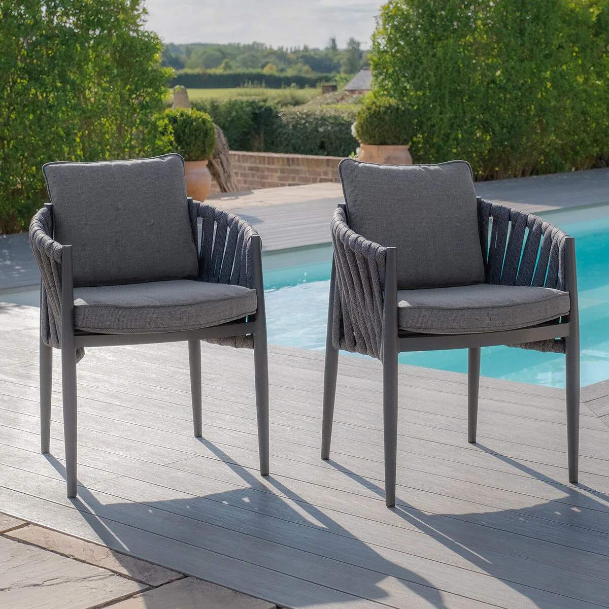 Maze Milan Rope Weave Pair of Dining Chairs - Image 3