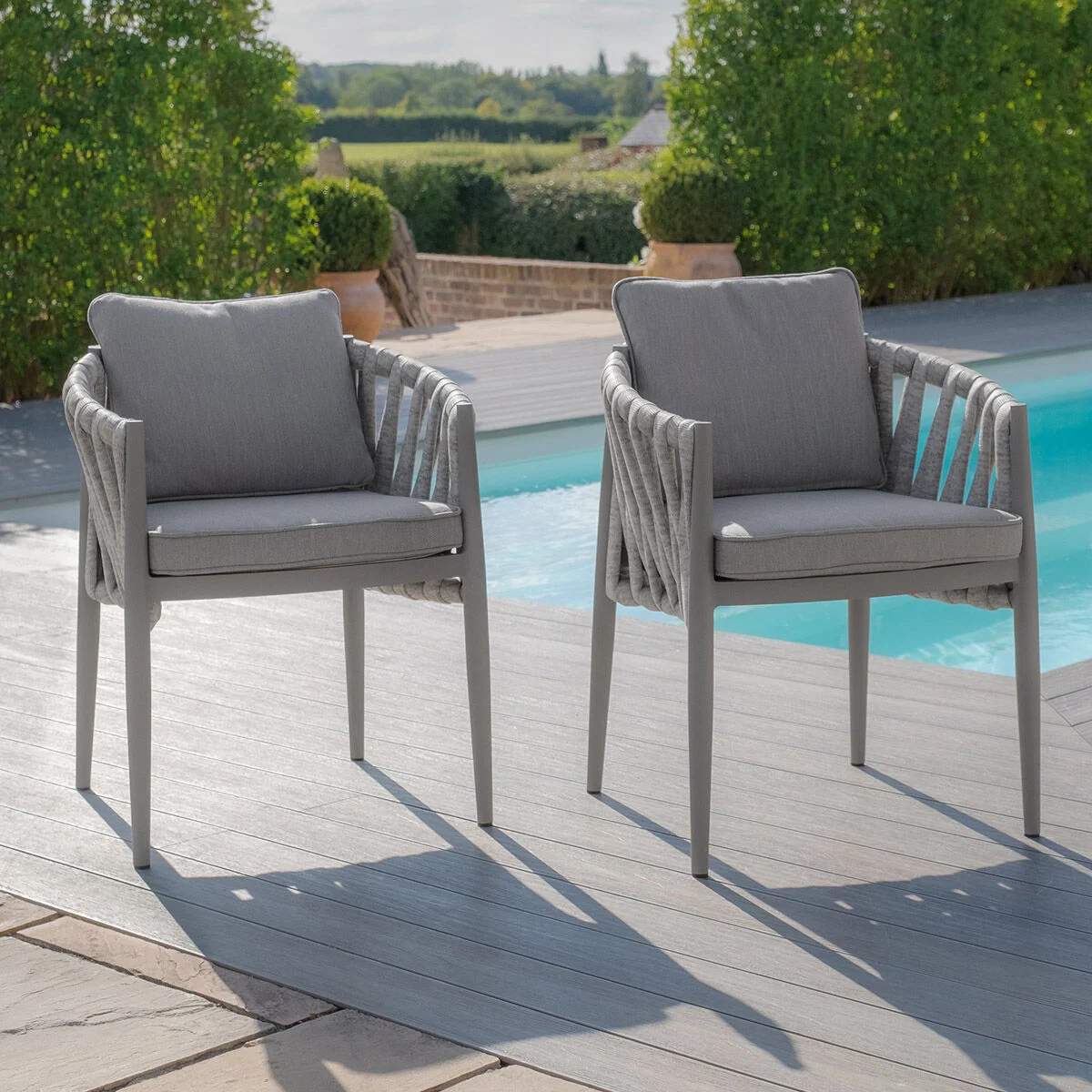 Maze Milan Rope Weave Pair of Dining Chairs - Image 4
