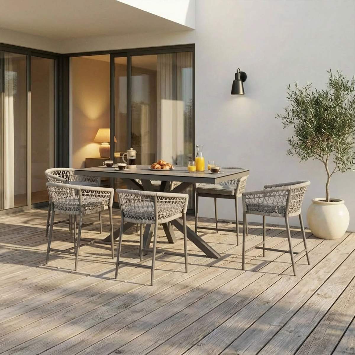 Maze Monaco Rope Weave 6 Seat Rectangular Bar Set - Image 15