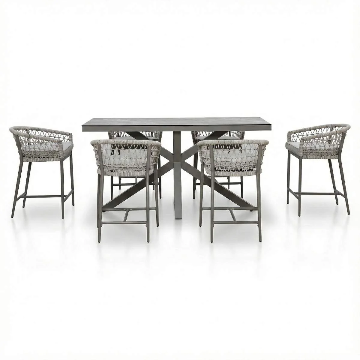 Maze Monaco Rope Weave 6 Seat Rectangular Bar Set - Image 3