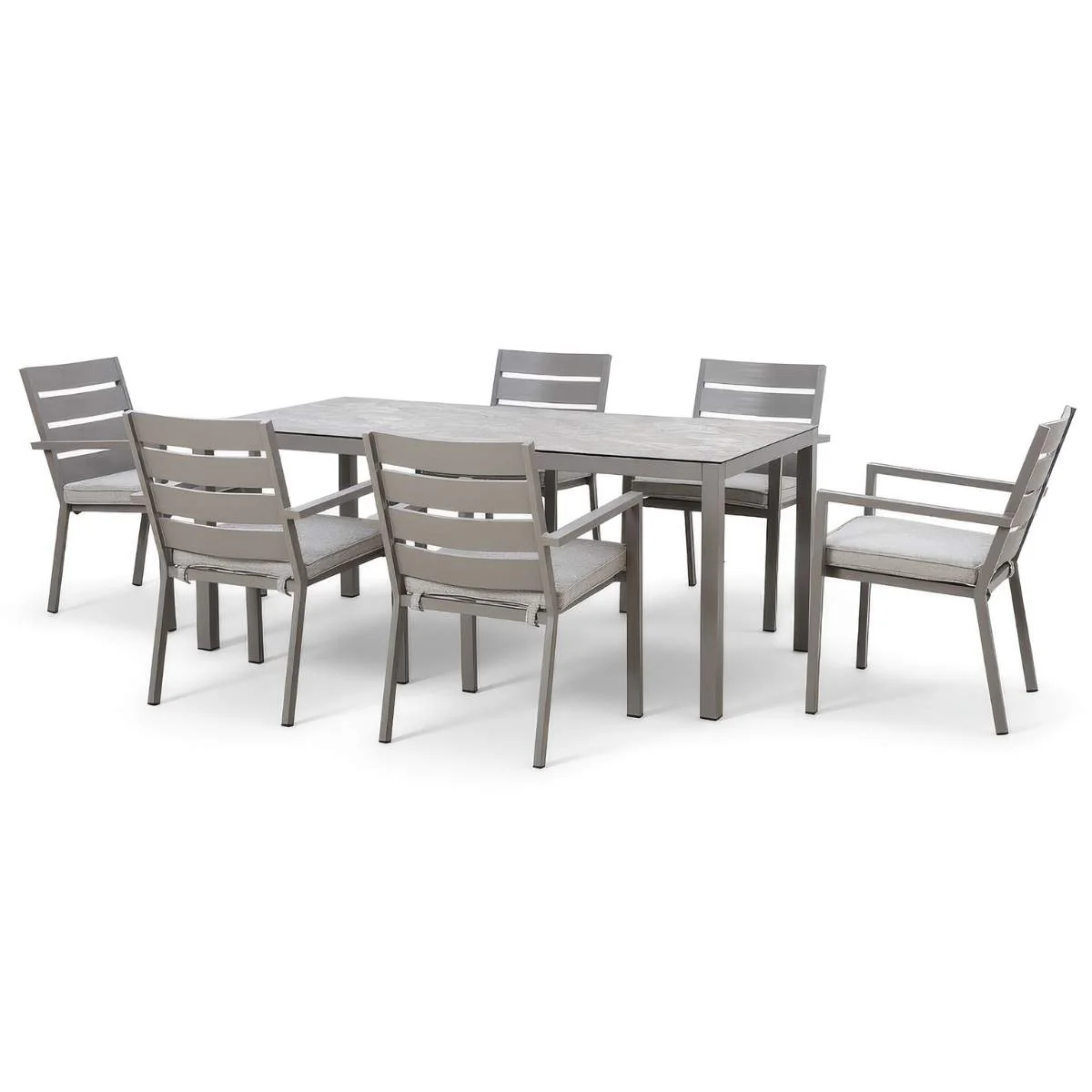Maze Montreal Aluminium 6 Seat Rectangular Garden Dining Set - Cool Linen