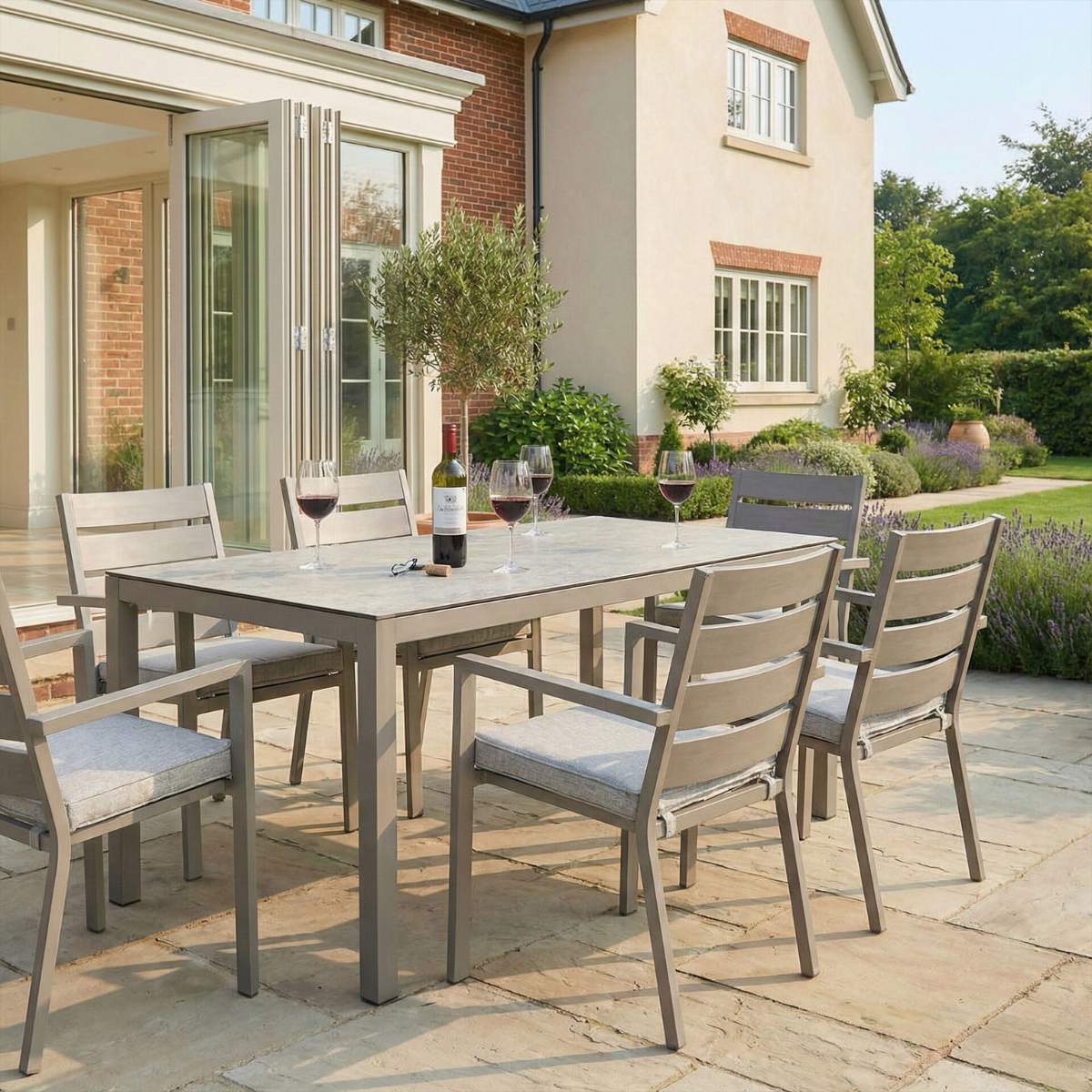 Maze Montreal Aluminium 6 Seat Rectangular Garden Dining Set - Cool Linen - Image 6