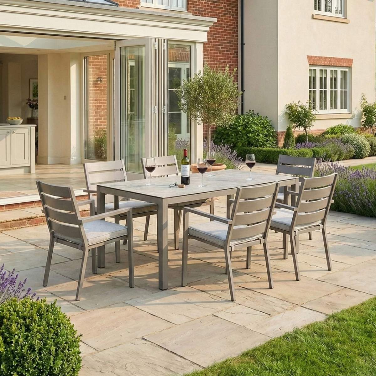 Maze Montreal Aluminium 6 Seat Rectangular Garden Dining Set - Cool Linen - Image 7