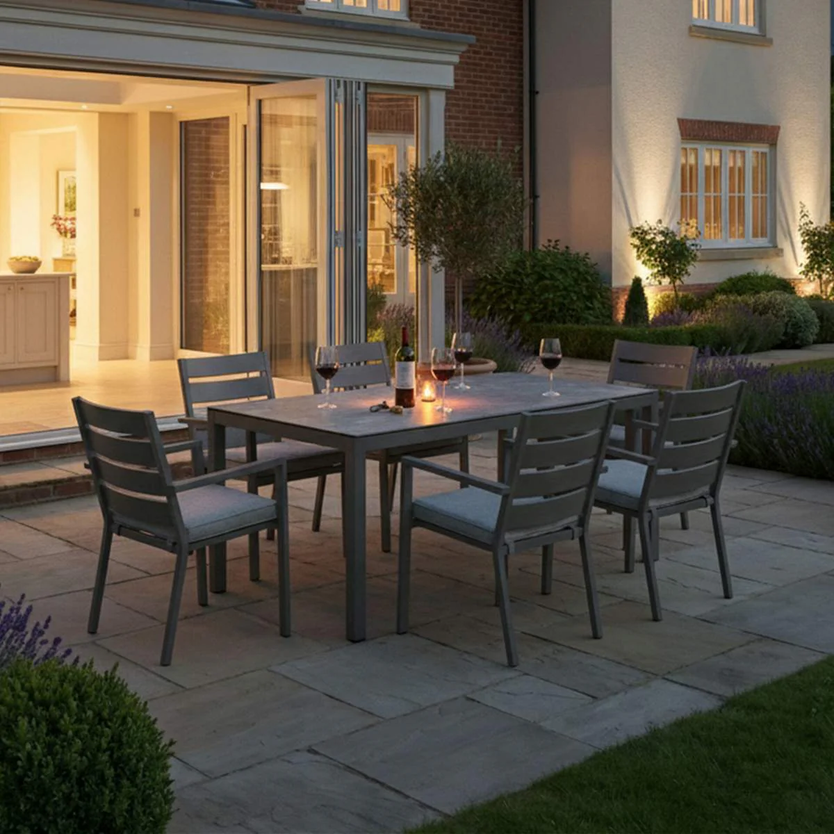 Maze Montreal Aluminium 6 Seat Rectangular Garden Dining Set - Cool Linen - Image 8