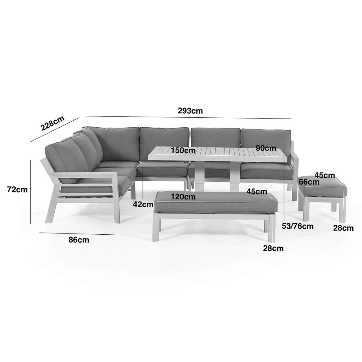 Maze New York Aluminium Corner Dining Set - Image 30