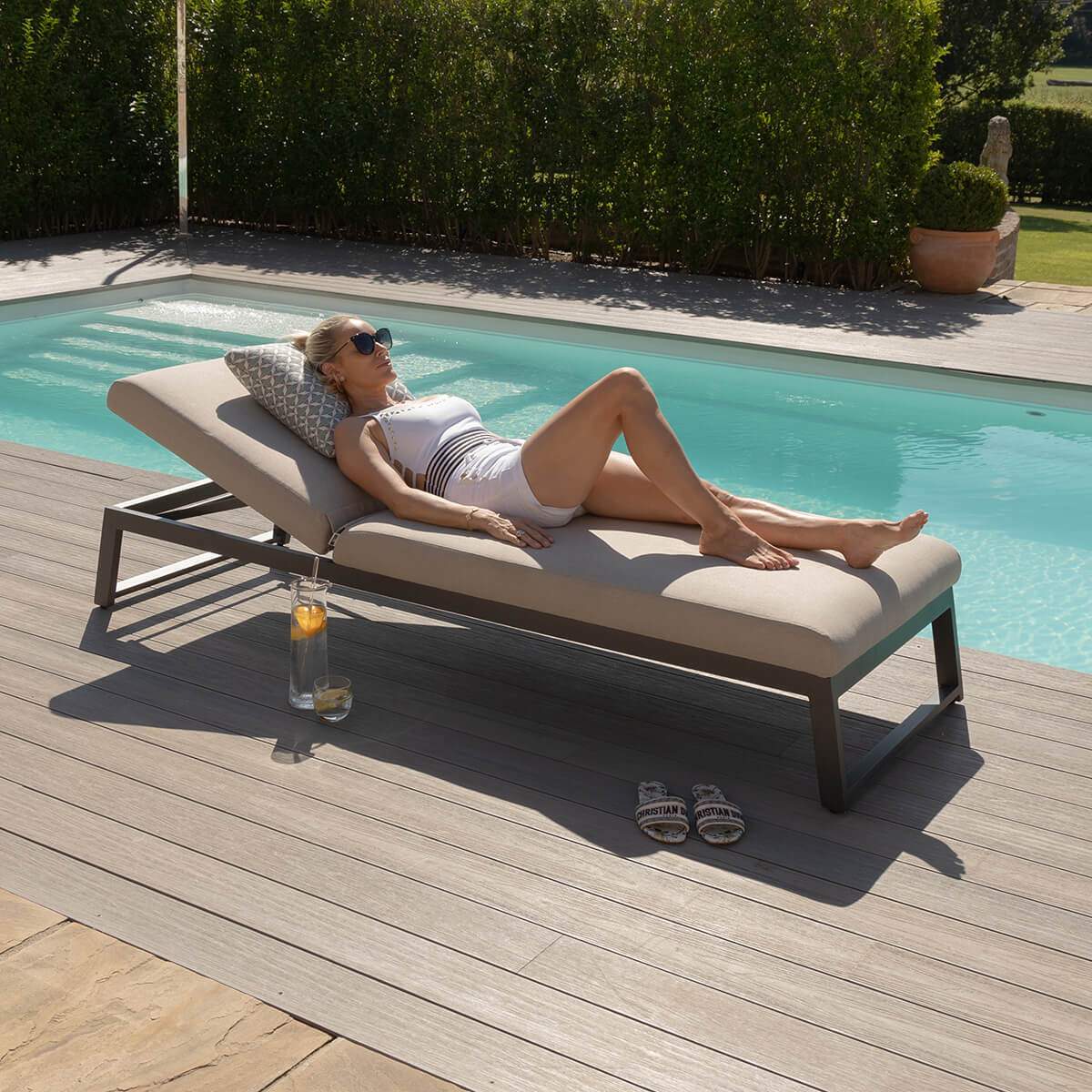 Maze - Outdoor Fabric Allure Sunlounger - Image 11