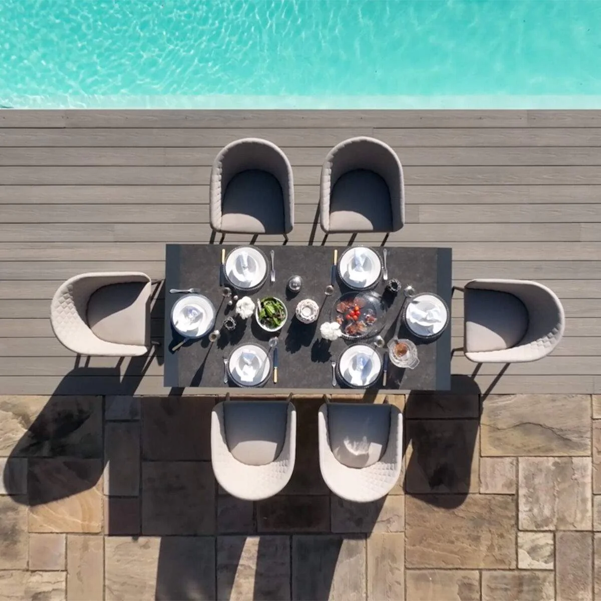 Maze - Outdoor Fabric Ambition 6-10 Seat Extending Dining Set - Image 13