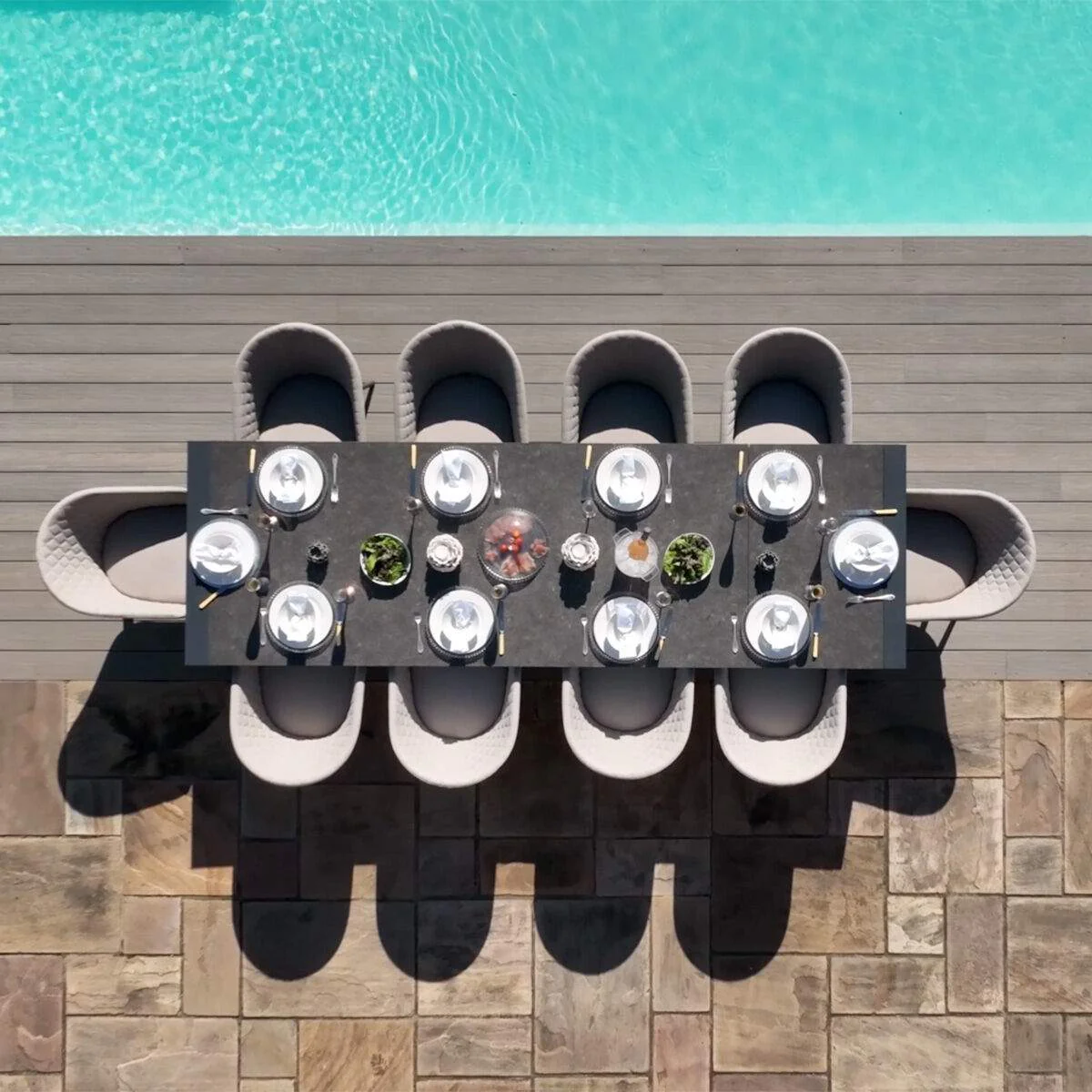 Maze - Outdoor Fabric Ambition 6-10 Seat Extending Dining Set - Image 15