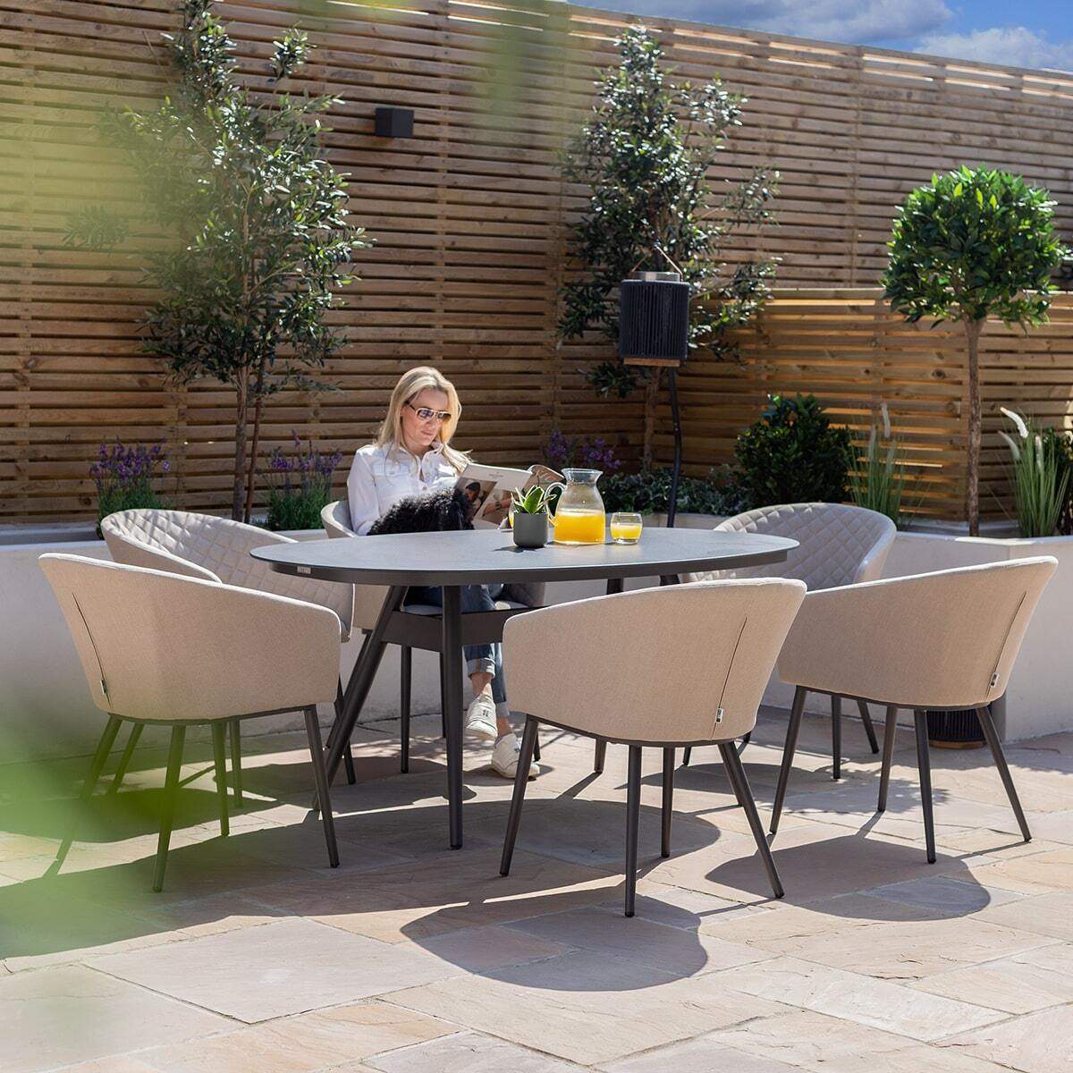 Maze - Outdoor Fabric Ambition 6 Seat Oval Dining Set - Image 30