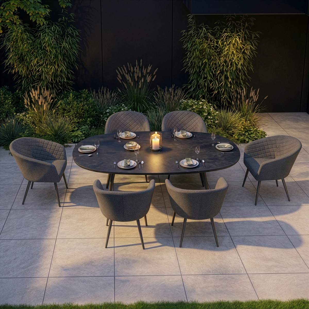 Maze - Outdoor Fabric Ambition 6 Seat Oval Dining Set - Image 39