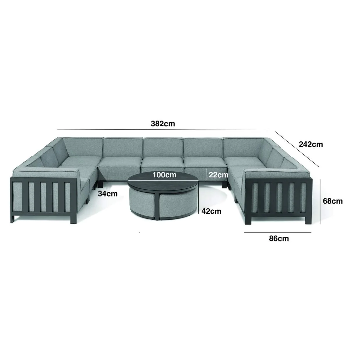 Maze - Outdoor Fabric Ibiza U Shape Sofa Set - Image 32