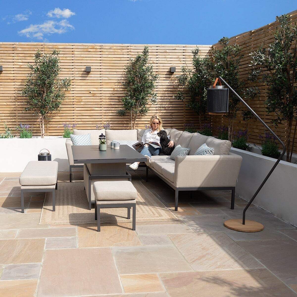 Maze - Outdoor Fabric Pulse Rectangular Corner Dining Set - Image 44