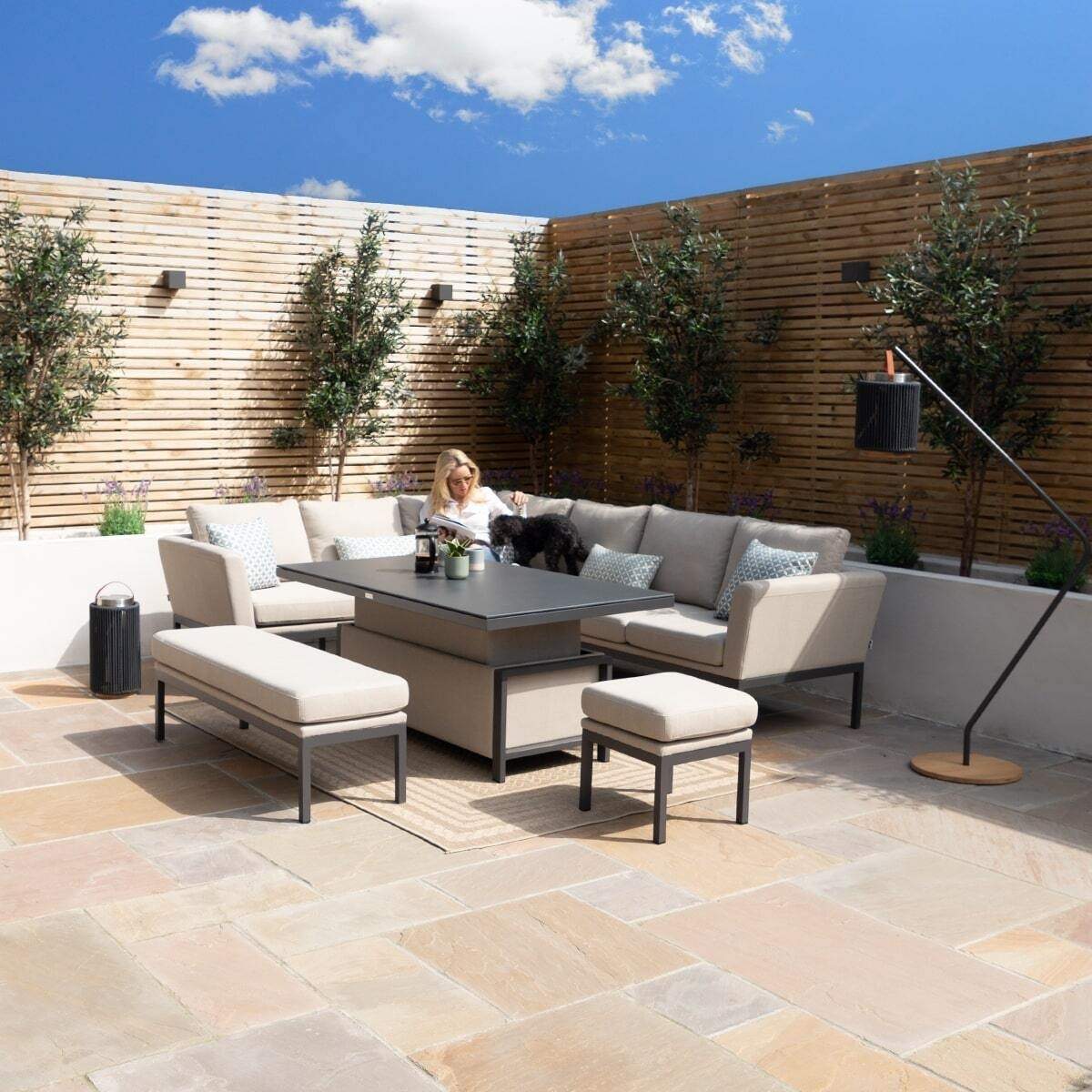 Maze - Outdoor Fabric Pulse Rectangular Corner Dining Set - Image 45
