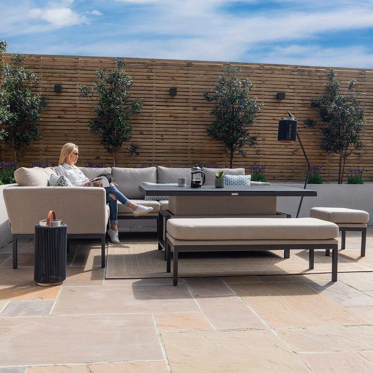 Maze - Outdoor Fabric Pulse Rectangular Corner Dining Set - Image 52
