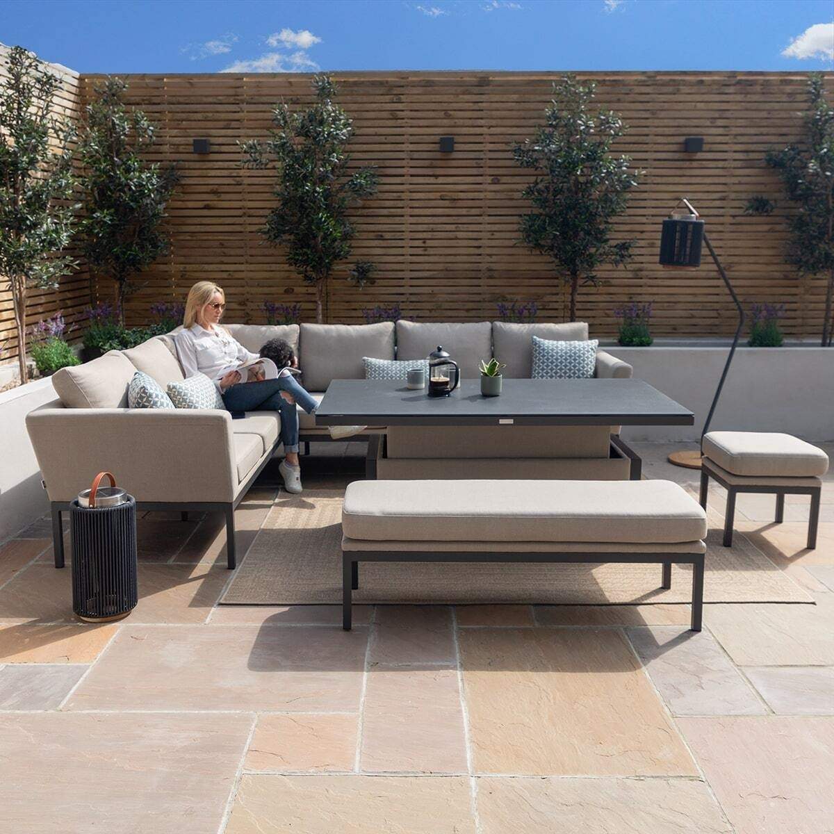 Maze - Outdoor Fabric Pulse Rectangular Corner Dining Set - Image 53