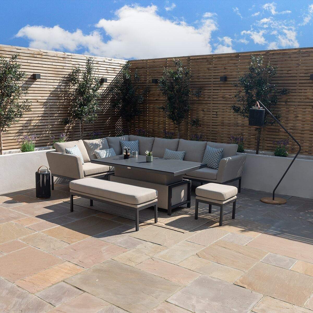 Maze - Outdoor Fabric Pulse Rectangular Corner Dining Set - Image 55