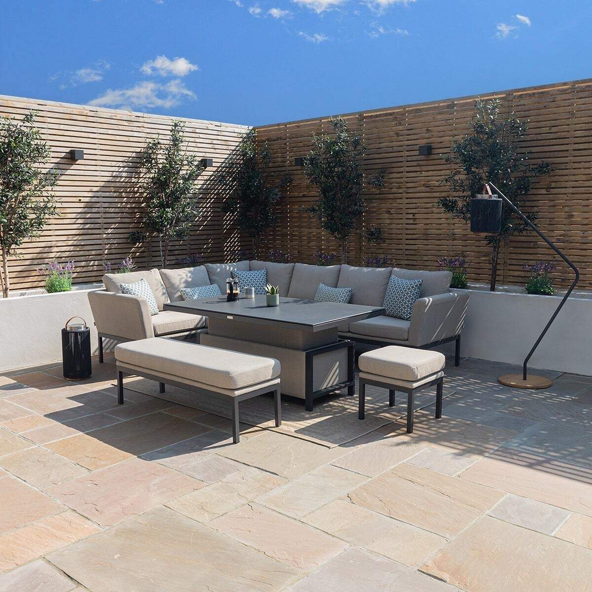 Maze - Outdoor Fabric Pulse Rectangular Corner Dining Set - Image 56