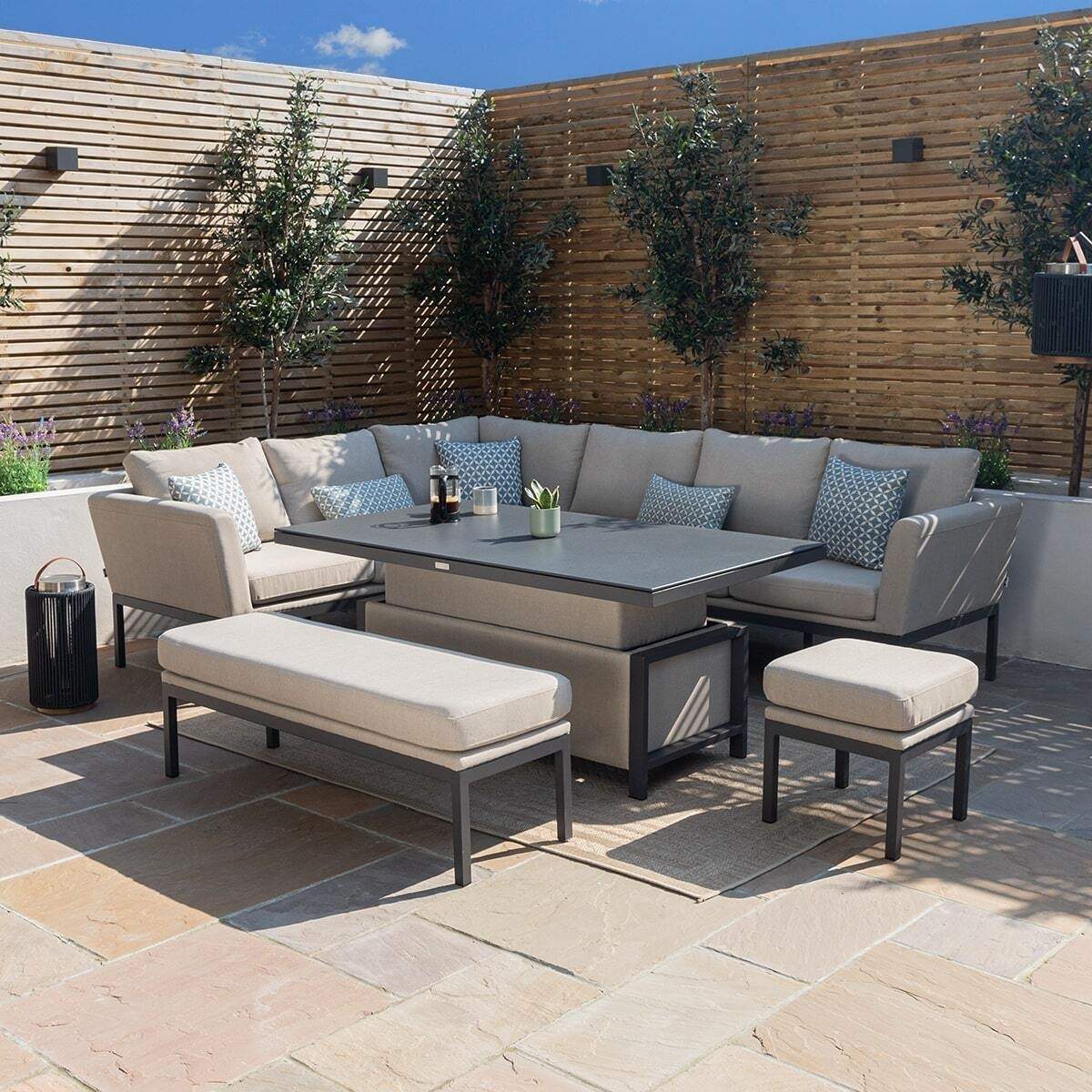 Maze - Outdoor Fabric Pulse Rectangular Corner Dining Set - Image 60