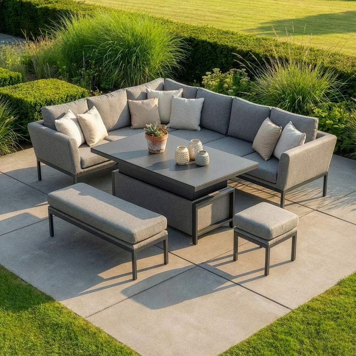 Maze - Outdoor Fabric Pulse Rectangular Corner Dining Set - Image 70