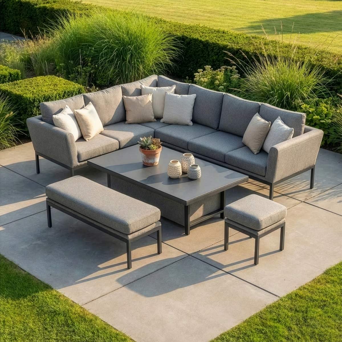 Maze - Outdoor Fabric Pulse Rectangular Corner Dining Set - Image 71