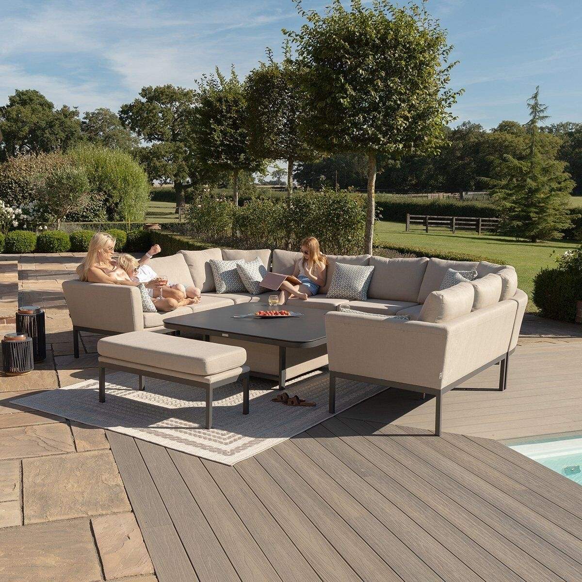 Maze - Outdoor Fabric Pulse U Shape Corner Dining Set - Image 42