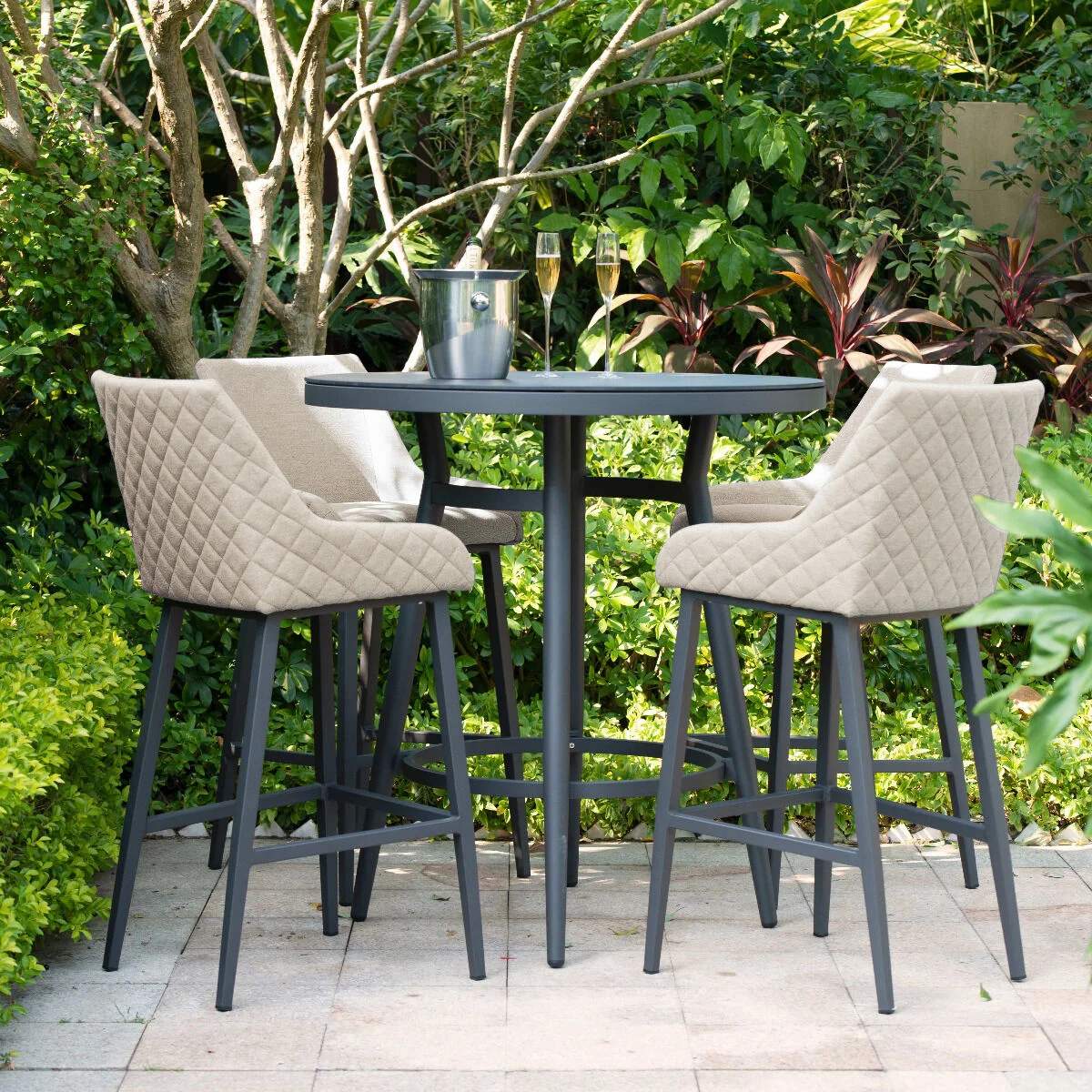 Maze - Outdoor Fabric Regal 4 Seat Round Bar Set - Image 12