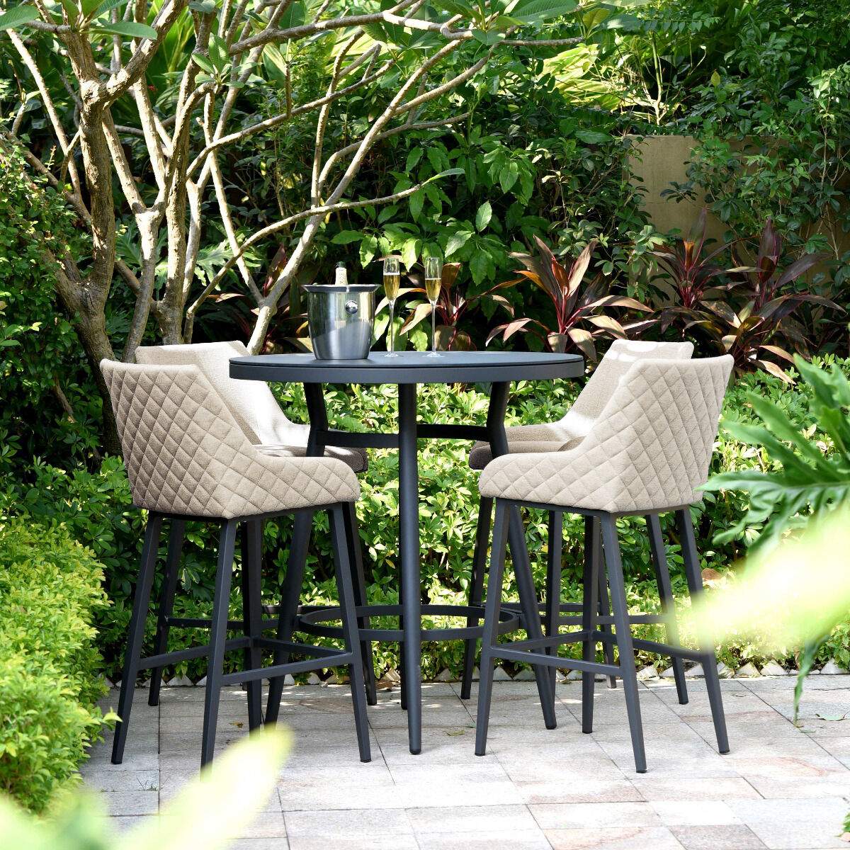 Maze - Outdoor Fabric Regal 4 Seat Round Bar Set - Image 13