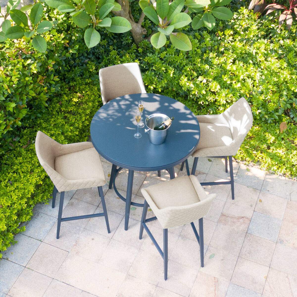 Maze - Outdoor Fabric Regal 4 Seat Round Bar Set - Image 14