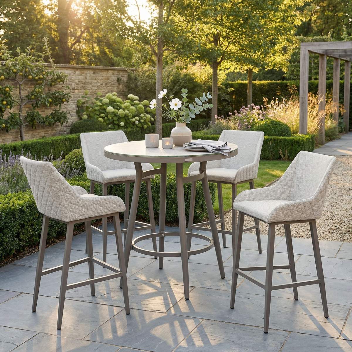 Maze - Outdoor Fabric Regal 4 Seat Round Bar Set - Image 16