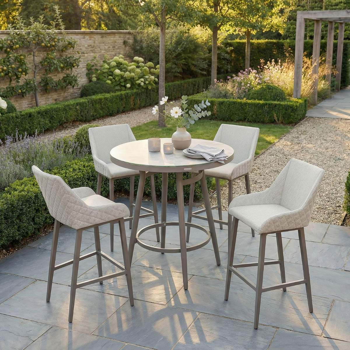 Maze - Outdoor Fabric Regal 4 Seat Round Bar Set - Image 17