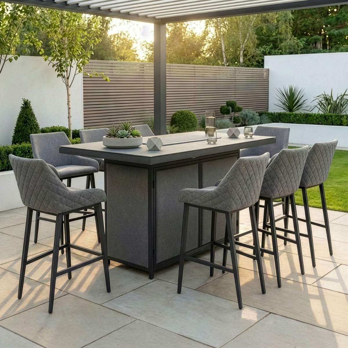 Maze - Outdoor Fabric Regal 8 Seat Rectangular Bar Set - Image 31
