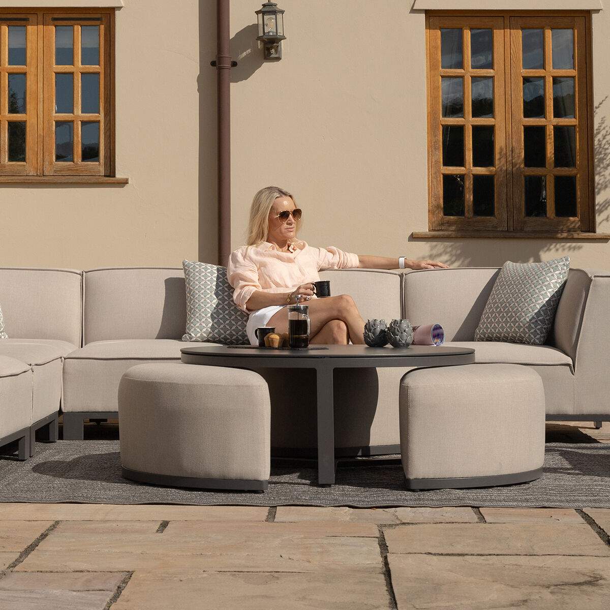Maze - Outdoor Fabric Round Coffee Table - Image 19