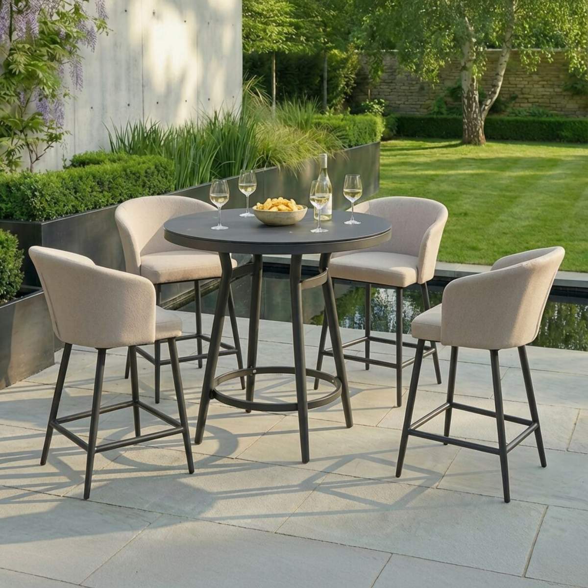 Maze - Outdoor Fabric Zen 4 Seat Low Round Bar Set - Image 16
