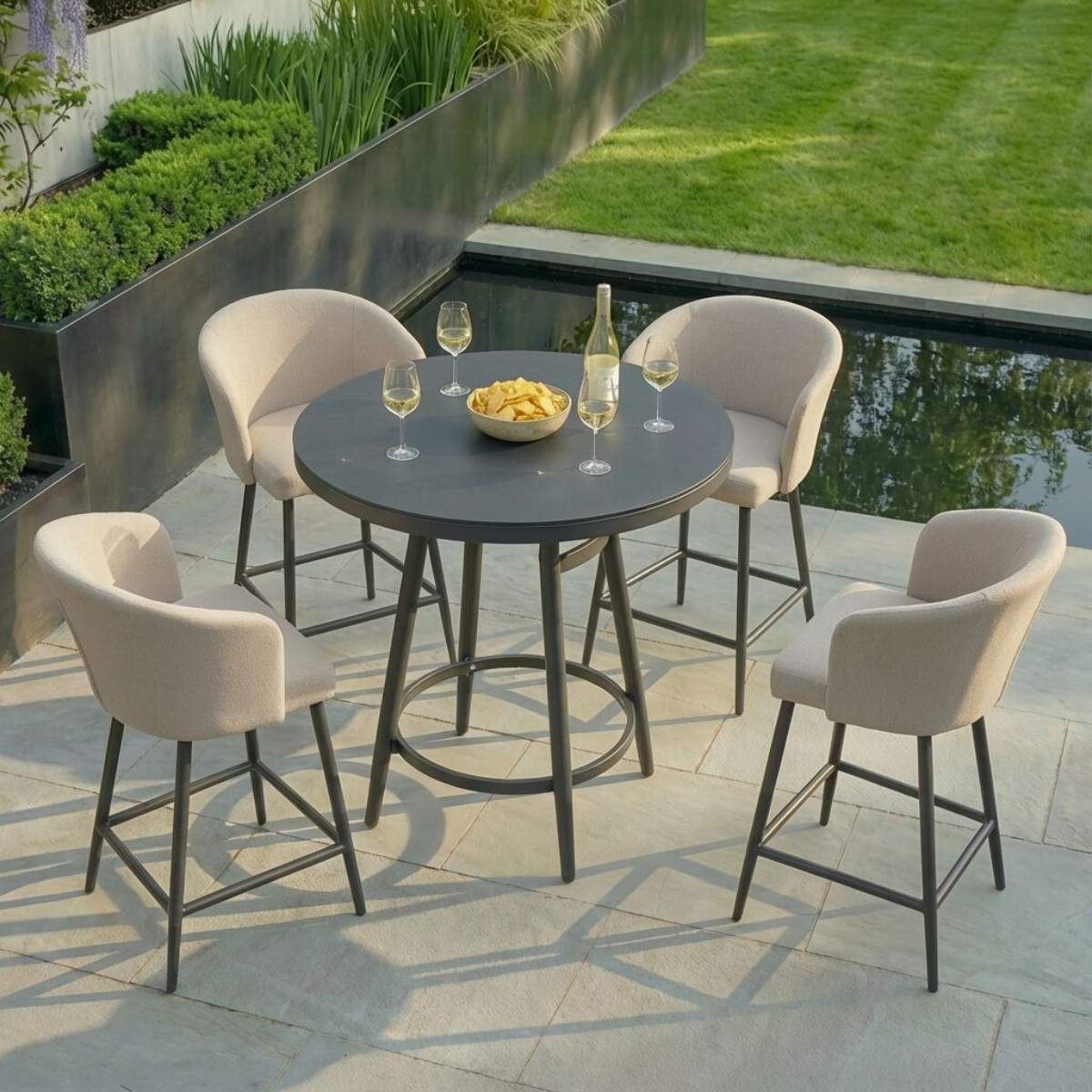 Maze - Outdoor Fabric Zen 4 Seat Low Round Bar Set - Image 17