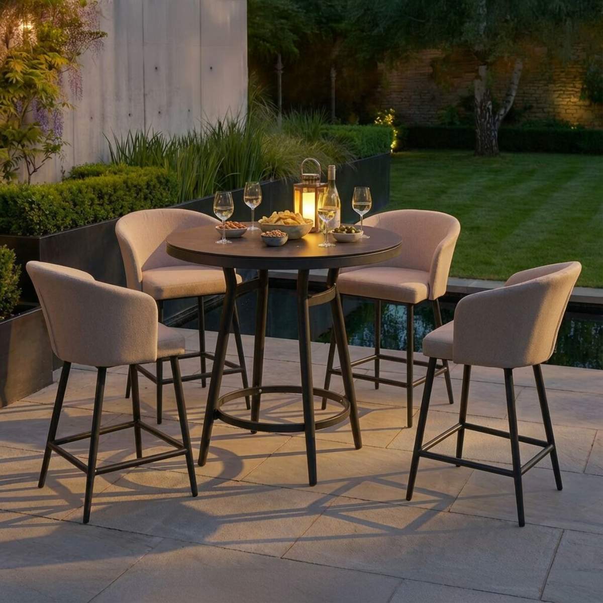 Maze - Outdoor Fabric Zen 4 Seat Low Round Bar Set - Image 18