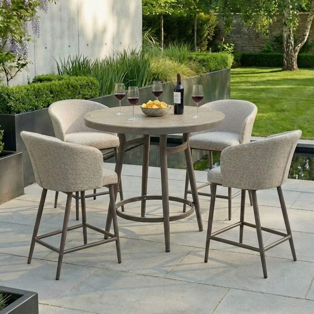 Maze - Outdoor Fabric Zen 4 Seat Low Round Bar Set - Image 22