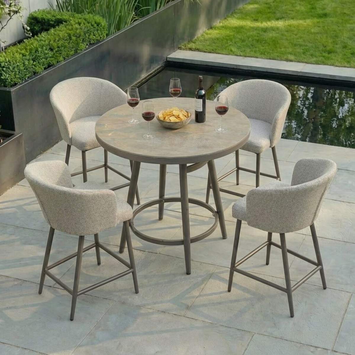 Maze - Outdoor Fabric Zen 4 Seat Low Round Bar Set - Image 23