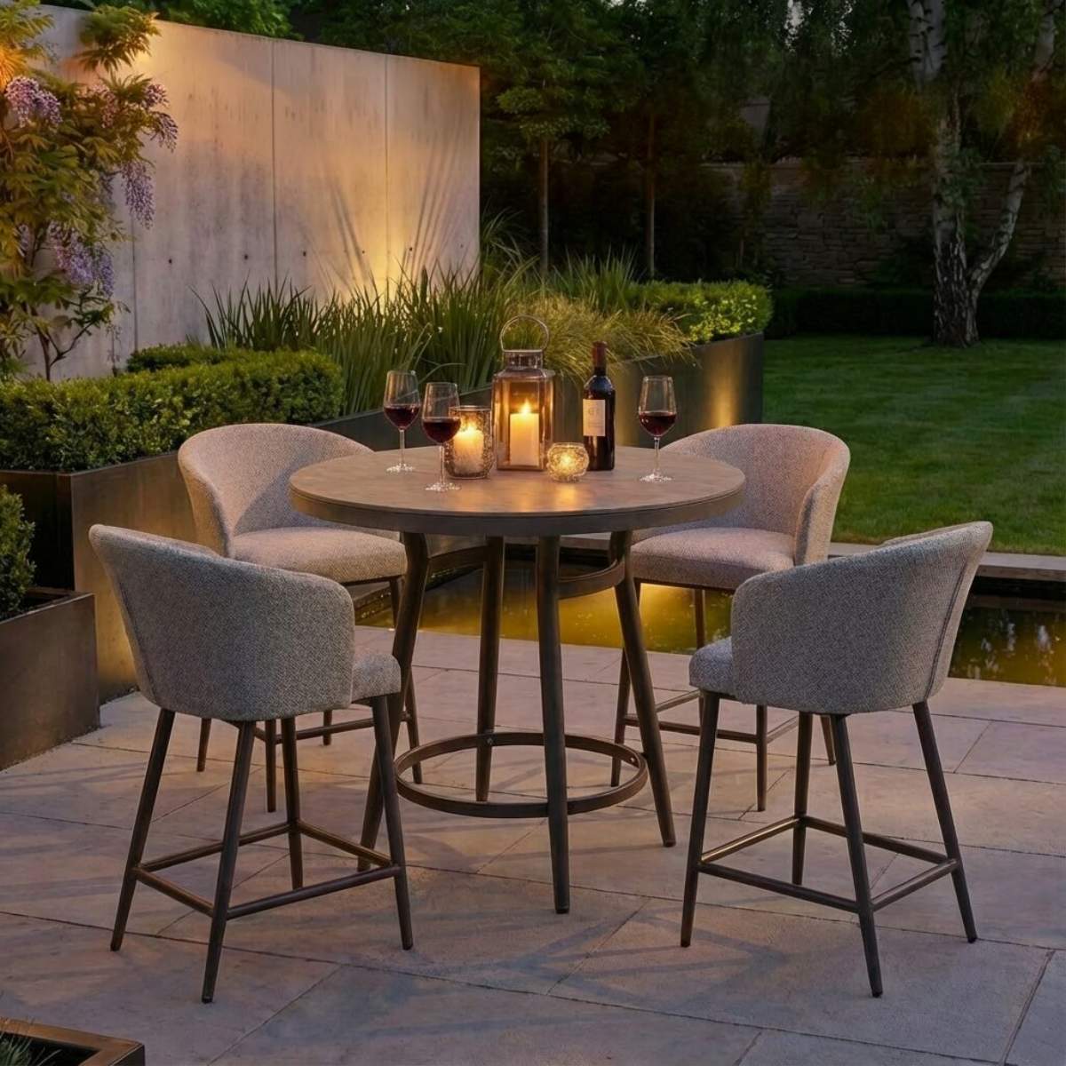 Maze - Outdoor Fabric Zen 4 Seat Low Round Bar Set - Image 24