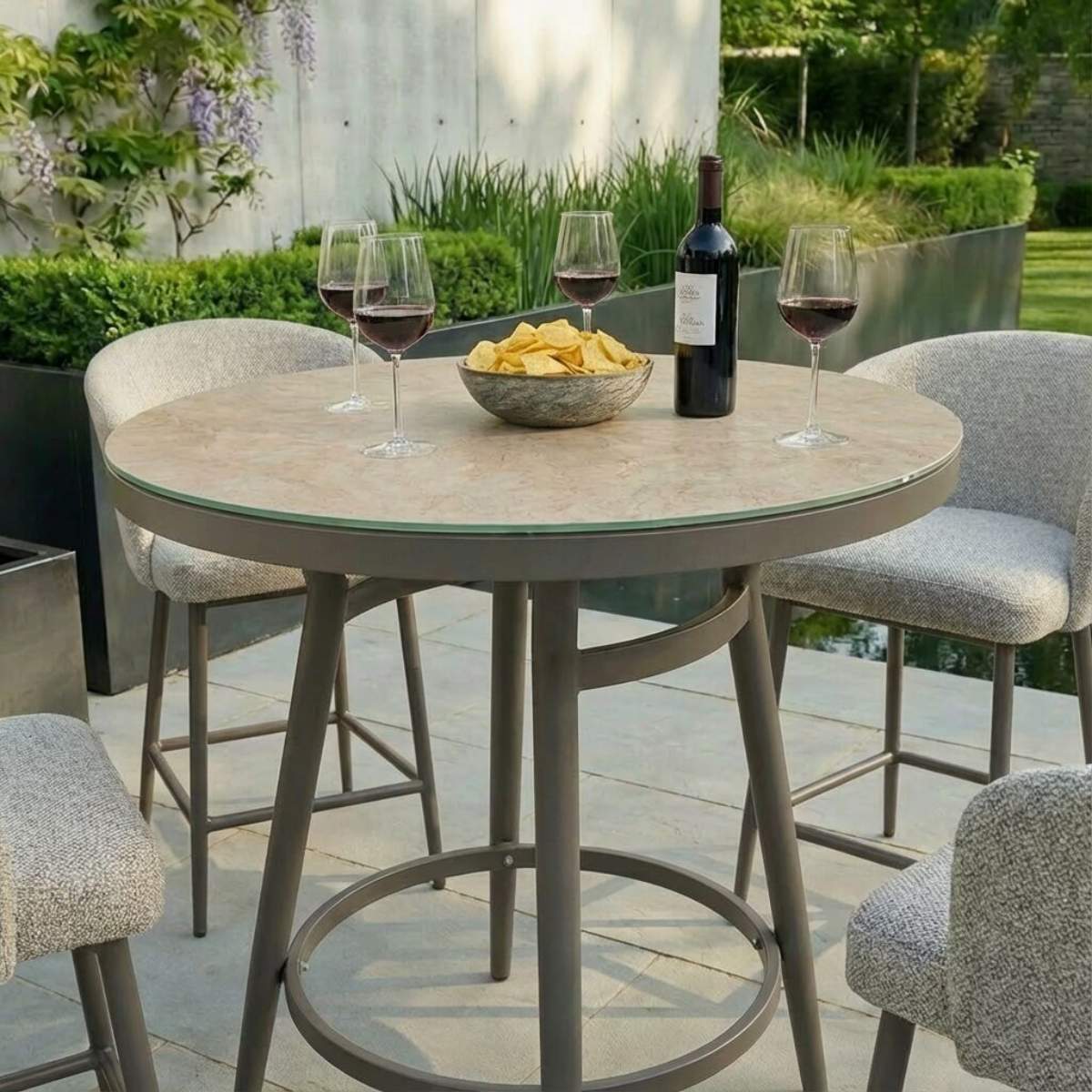 Maze - Outdoor Fabric Zen 4 Seat Low Round Bar Set - Image 26