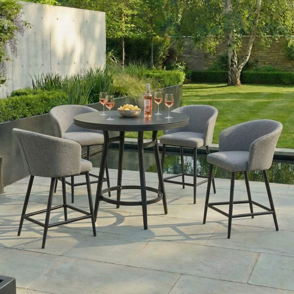 Maze - Outdoor Fabric Zen 4 Seat Low Round Bar Set - Image 28