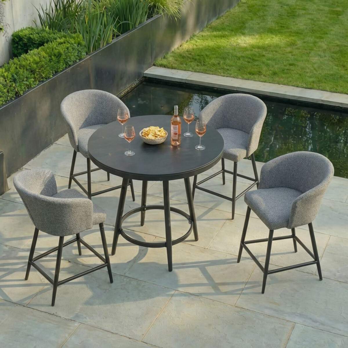 Maze - Outdoor Fabric Zen 4 Seat Low Round Bar Set - Image 29