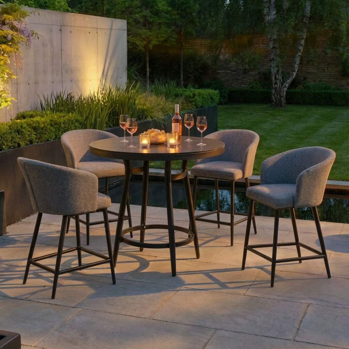 Maze - Outdoor Fabric Zen 4 Seat Low Round Bar Set - Image 30