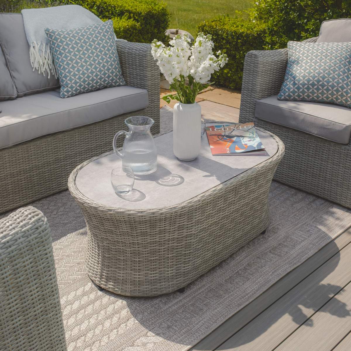 Maze Oxford 3 Seat Rattan Sofa Set - Ceramic Glass - Image 9