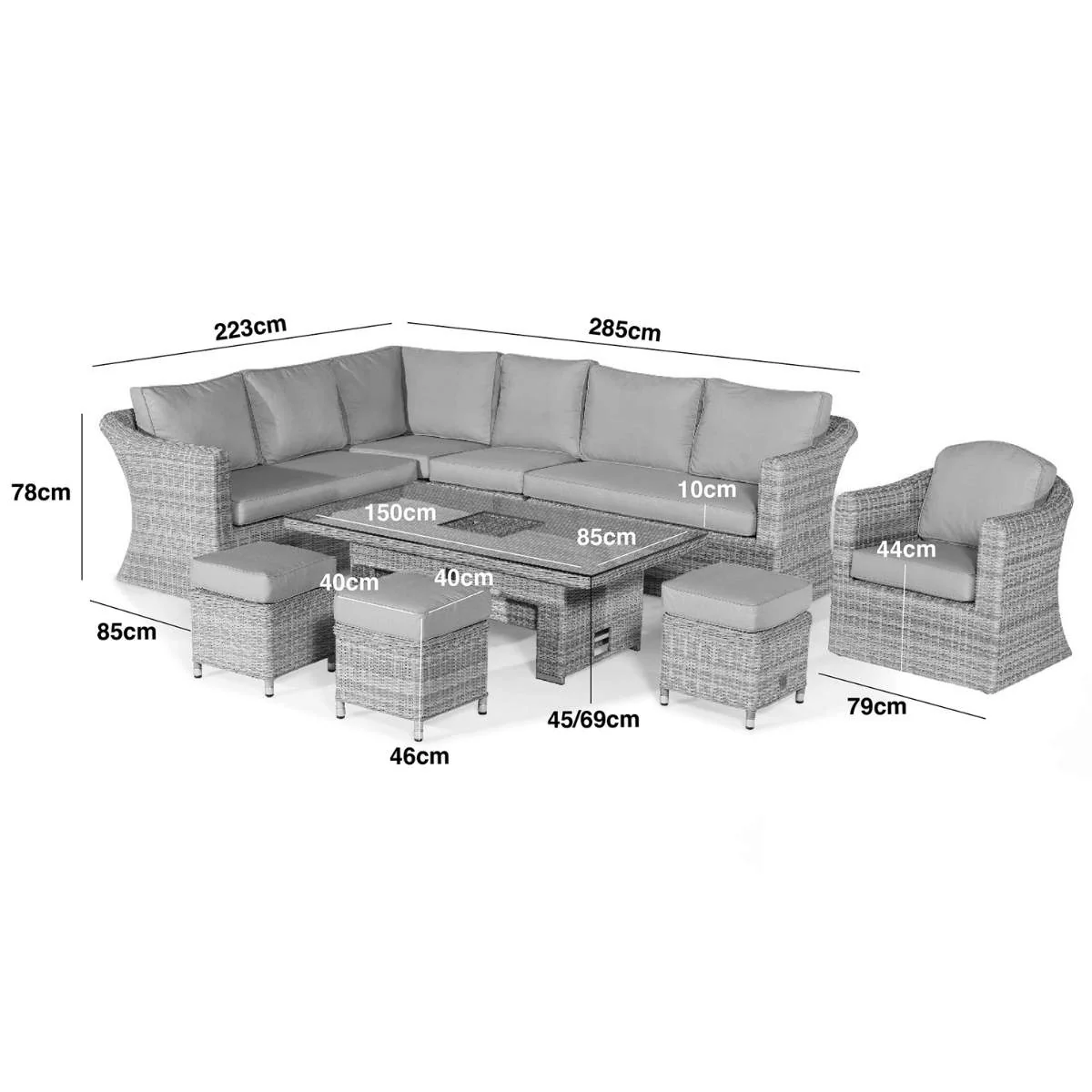 Maze Oxford Deluxe Large Rattan Corner Dining Set - Image 15