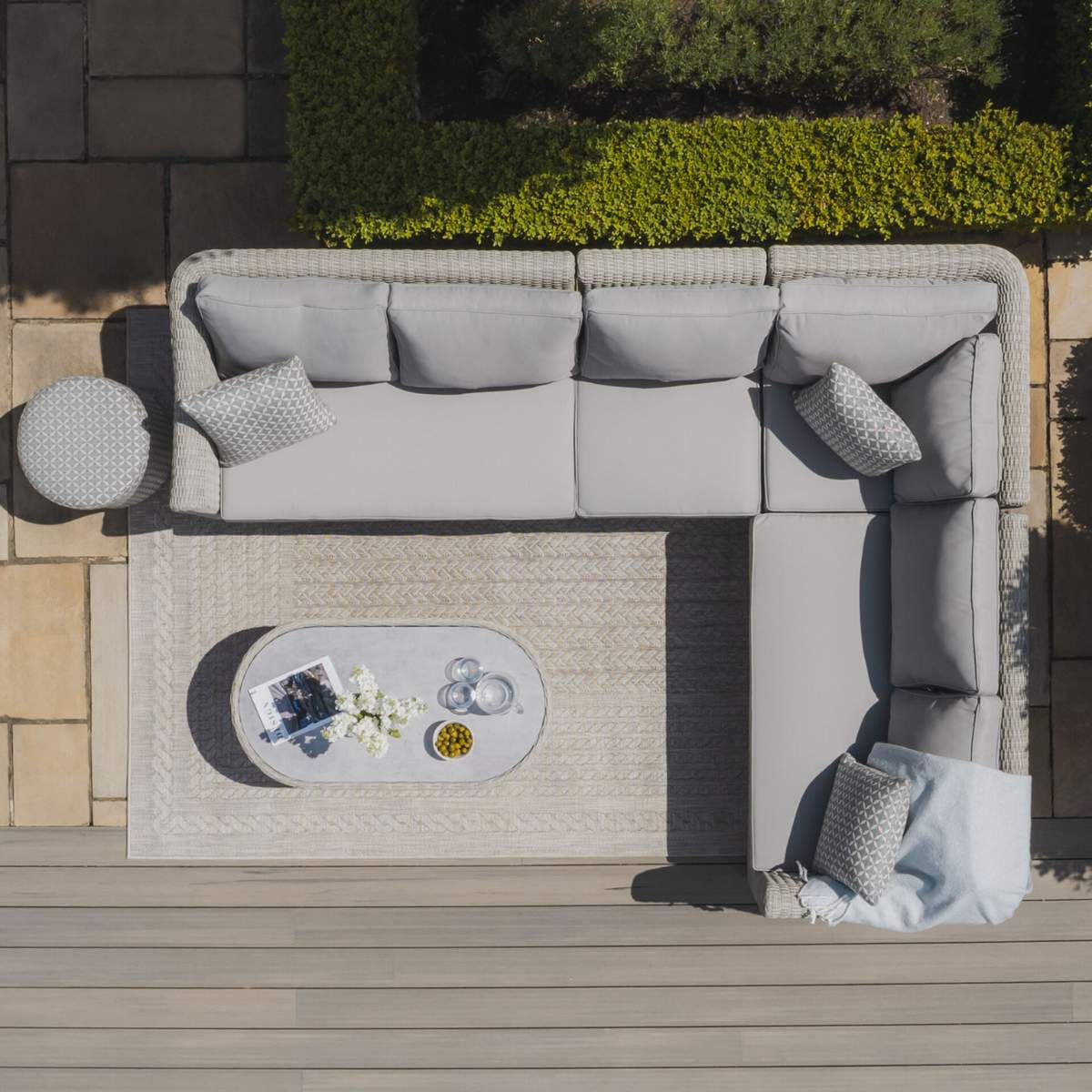 Maze Oxford Large Rattan Corner Sofa Set - Ceramic Glass - Image 4