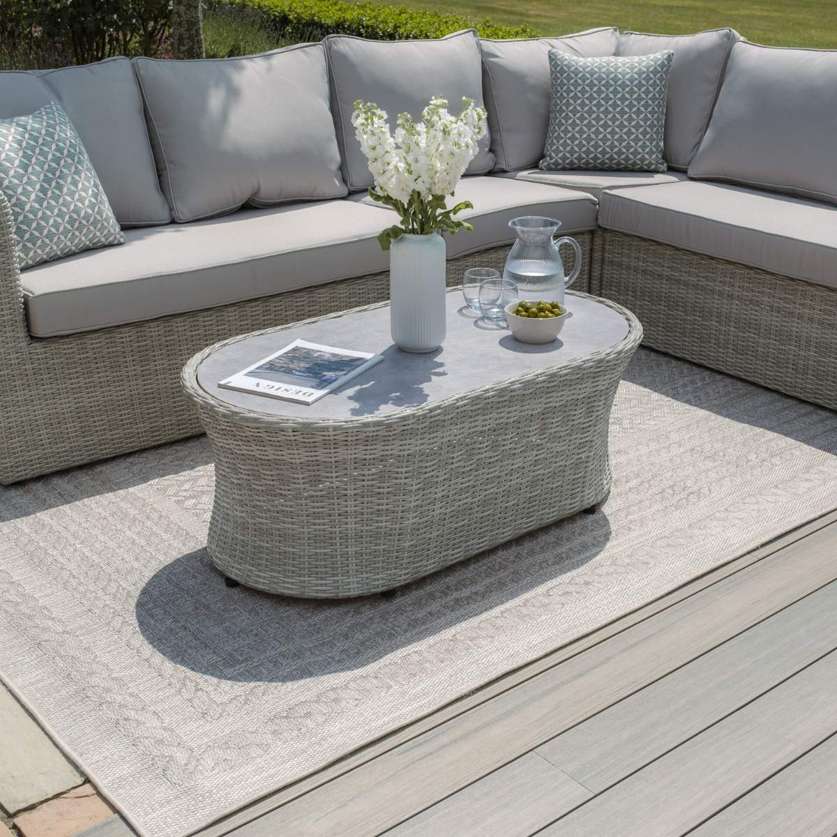 Maze Oxford Large Rattan Corner Sofa Set - Ceramic Glass - Image 9