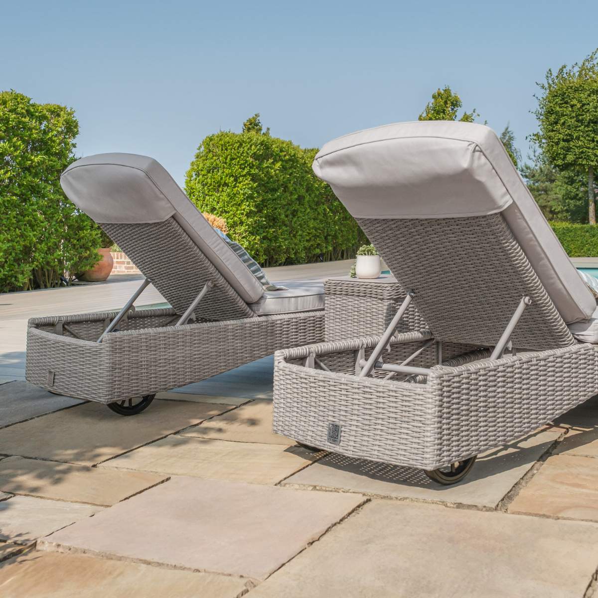 Maze Oxford Rattan Sunlounger Set - Ceramic Glass - Image 4